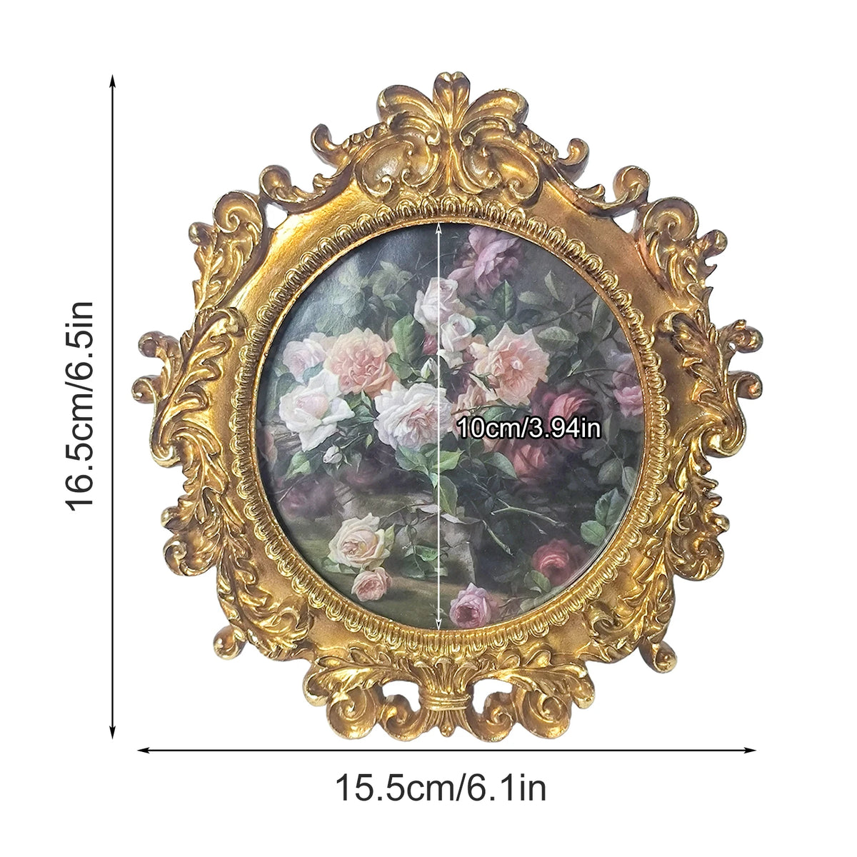 1pc Vintage Picture Frame Luxury Ornate Antique Picture Photo Frame Vertical Wall Tabletop Decor Fashioned Art Decor Frame Go