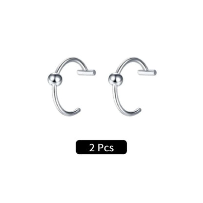 2Pcs/6Pcs Stainless Steel Fake C Clip Lip Ring Labret Piercing Earring Fake Nose Piercing Cool Women Body Jewelry Non-Pierced