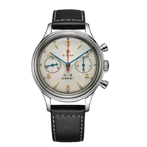 Men's watches 1963 pilot automatic watch 42mm waterproof retro quartz chronograph vintage dress watch - B