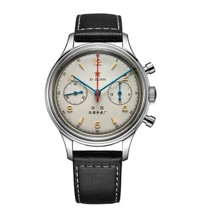 Men's watches 1963 pilot automatic watch 42mm waterproof retro quartz chronograph vintage dress watch - B
