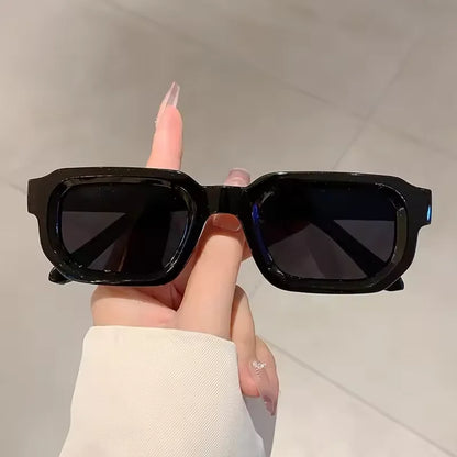 New Men Vintage Rectangle Frame Sunglasses Fashion Retro Sun Glasses Design Glasses UV400 Eyewear Women Goggles - black