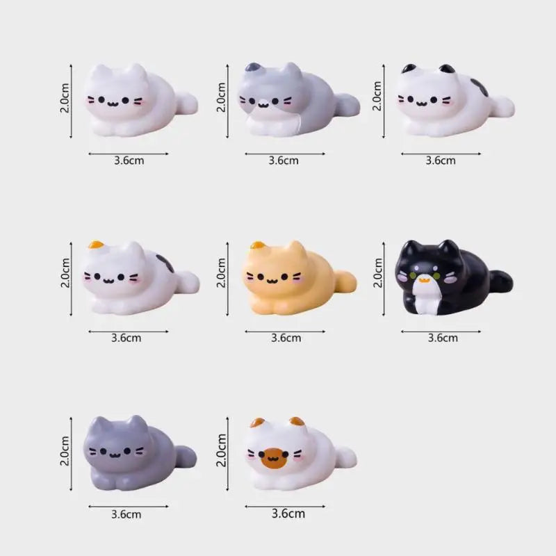 8Pcs Cute Cat Figurine Miniature DIY Decor Lovely Kitten Ornament Home Desk Car Dashboard Micro Landscape Mini Crafts Decorat