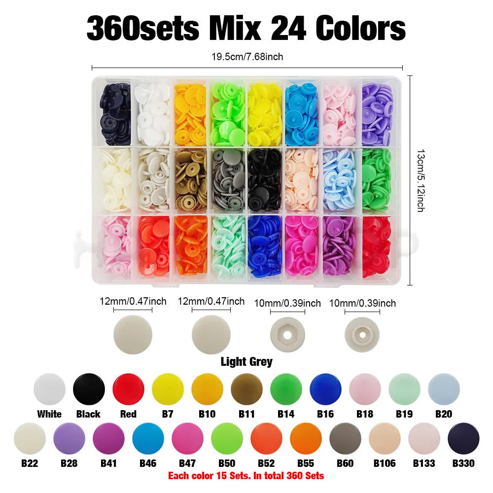 Plastic Snaps Fastener Pliers Kit T5 Resin Button Press Buckle with Setting Machine for DIY Sewing Project Clothing Handbags 