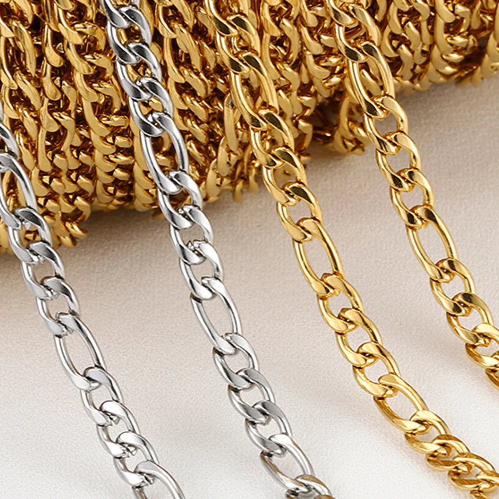 No Fade 2Meters Stainless Steel Chains for Jewelry Making DIY Necklace Bracelet Accessories Gold Chain Lips Beads Beaded Chai