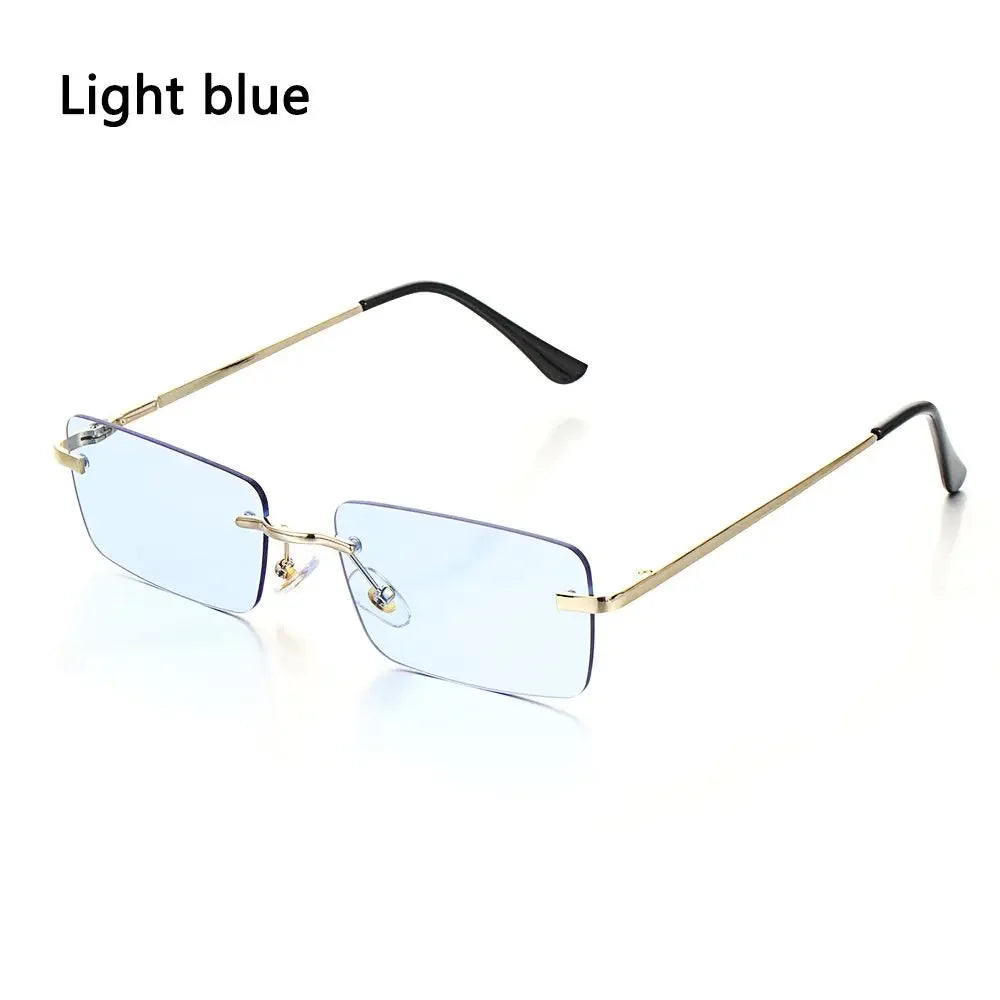 Trendy Punk Sunglasses Rimless Rectangle Sun Glasses for Men Women Fashion UV400 Driving Shades Frameless Gradient Eyewear - 