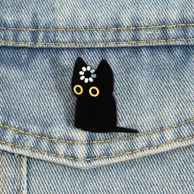 Cartoon Cat Nails, Black Cat Void Loading Enamel Pin, Cute Cat Brooch, Fun Animal Jewelry, Quirky Fashion Accessory, Gifts fo