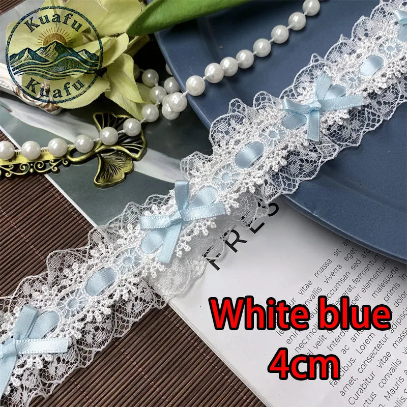 1Yard Lolita Lace Trim Ribbons Bow Pleated Lace Fabric Edge Ruffle Ribbon For DIY Crafts Sewing Dress Clothing Accessories - 