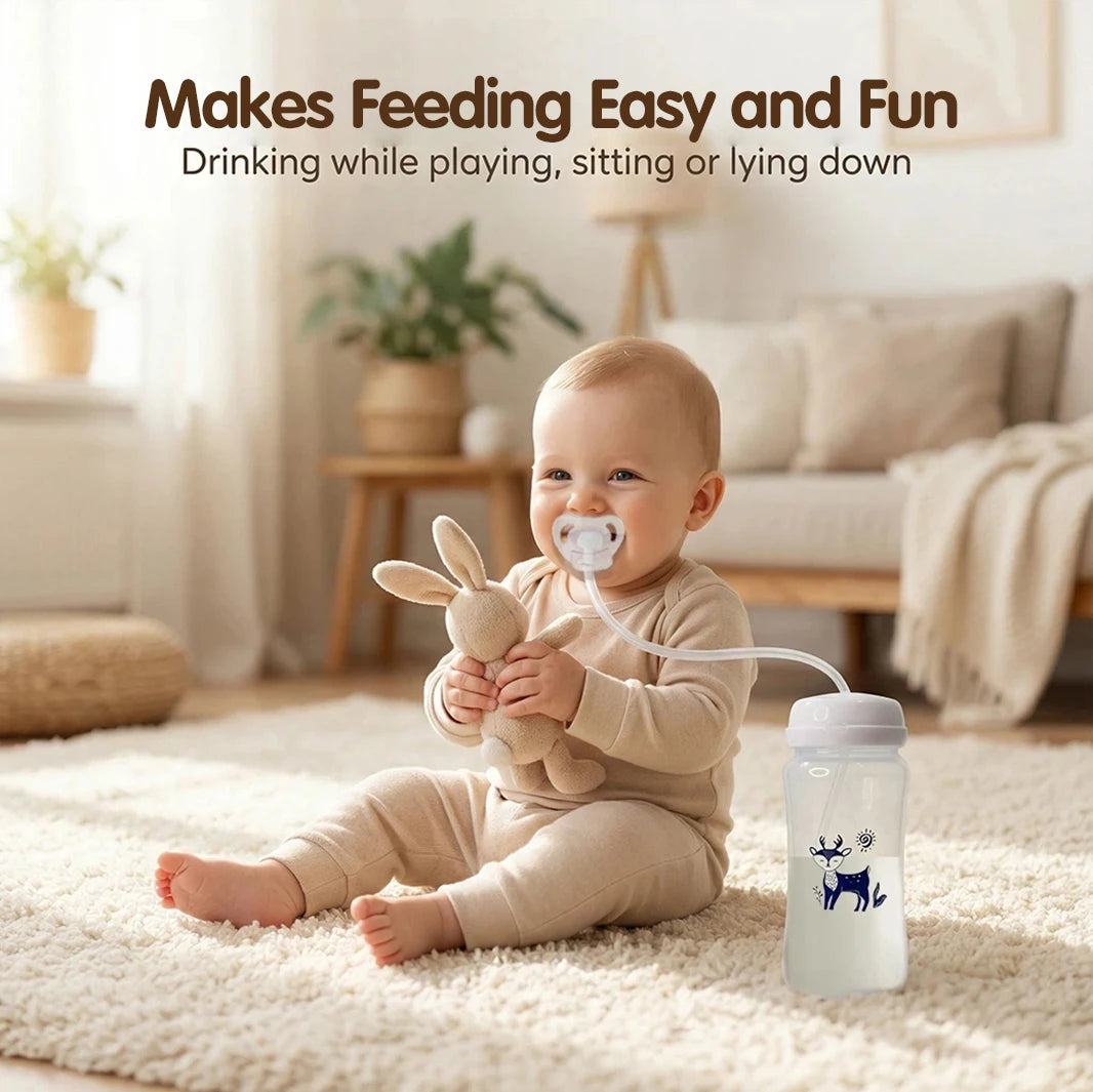 3-in-1 Hands-Free 300ML Wide-neck Baby Bottle,Milk Storage Bottle,Pacifier,Multi-Function Anti-Drop Gravity Ball Feeding Bott