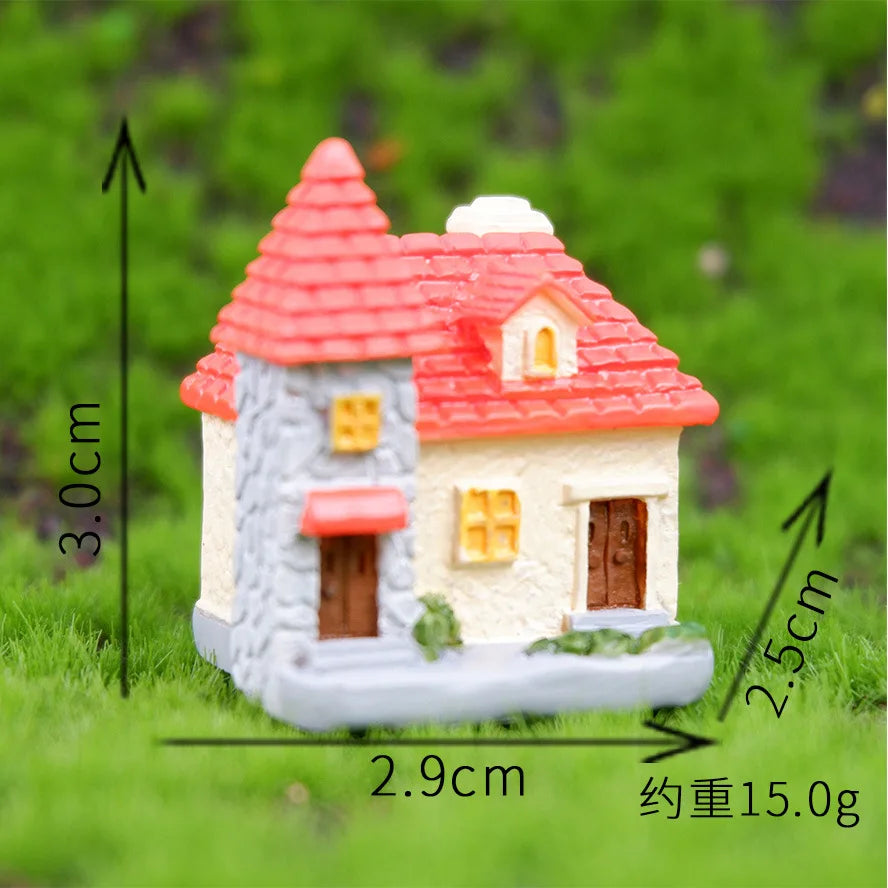 Decor Resin Ornament Miniature Fairy Garden House Villa Miniature Landscape Bonsai Decor Outdoor DIY Dolls House Decoration -
