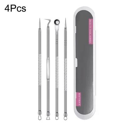 4-11Pcs Ingrown Hair Tweezers Acne Blackhead Removal Needles Black Dots Cleaner Deep Cleansing Pore Cleaner Face Skin Care To
