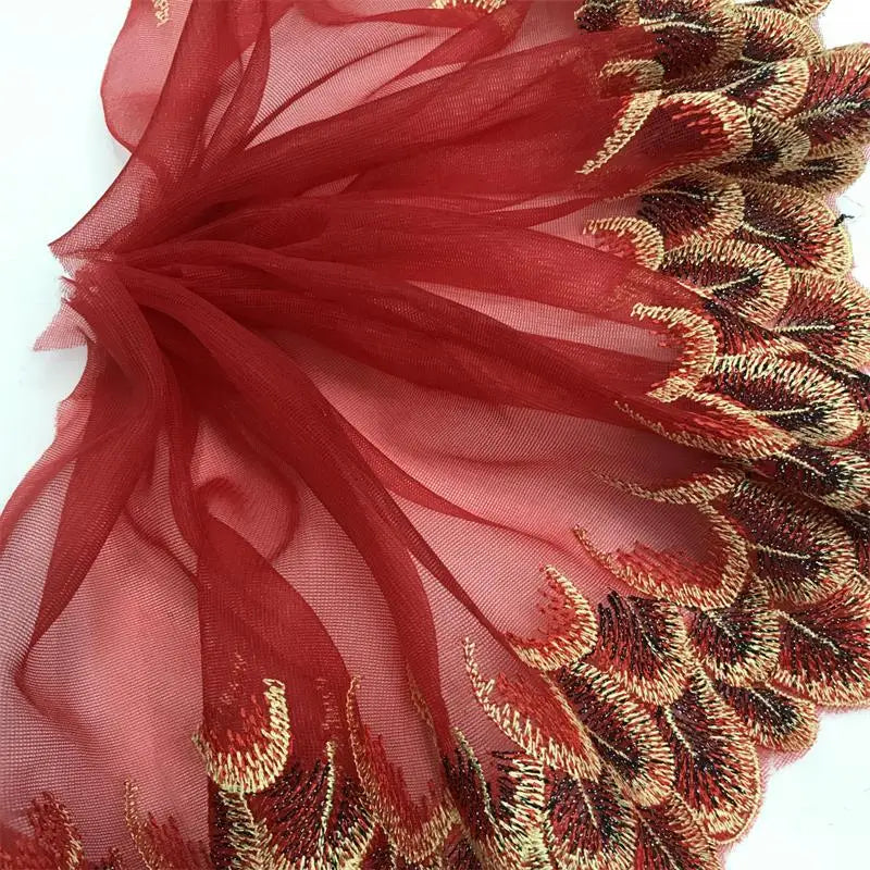 18CM H629 Organza Peacock Colorful Lace Wedding Embroidered Diy Handmade Patchwork lace TRIM Ribbon For Sewing Supplies Craft
