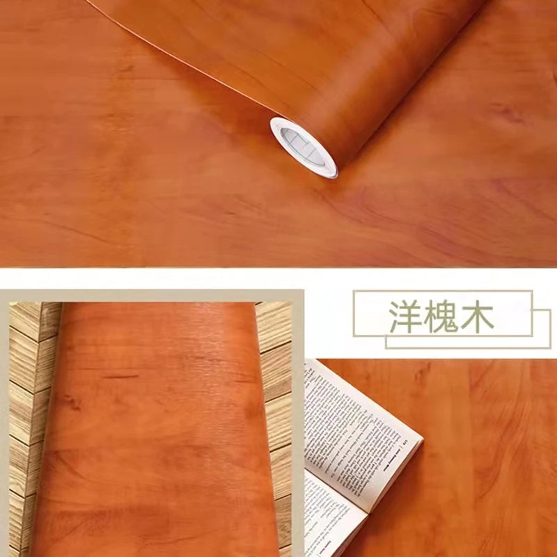 Wood Grain DIY Sticker PVC Self Adhesive Waterproof Wallpapers Renovation Furnitures Wall Stickers Home Decor Sticky Paper De