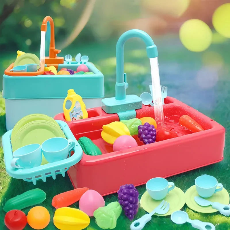 Kitchen Toy Plastic Dish Wash Sink Set Children Simulation Pretend Role Play Housework Kit Early Educational Toys for Childre