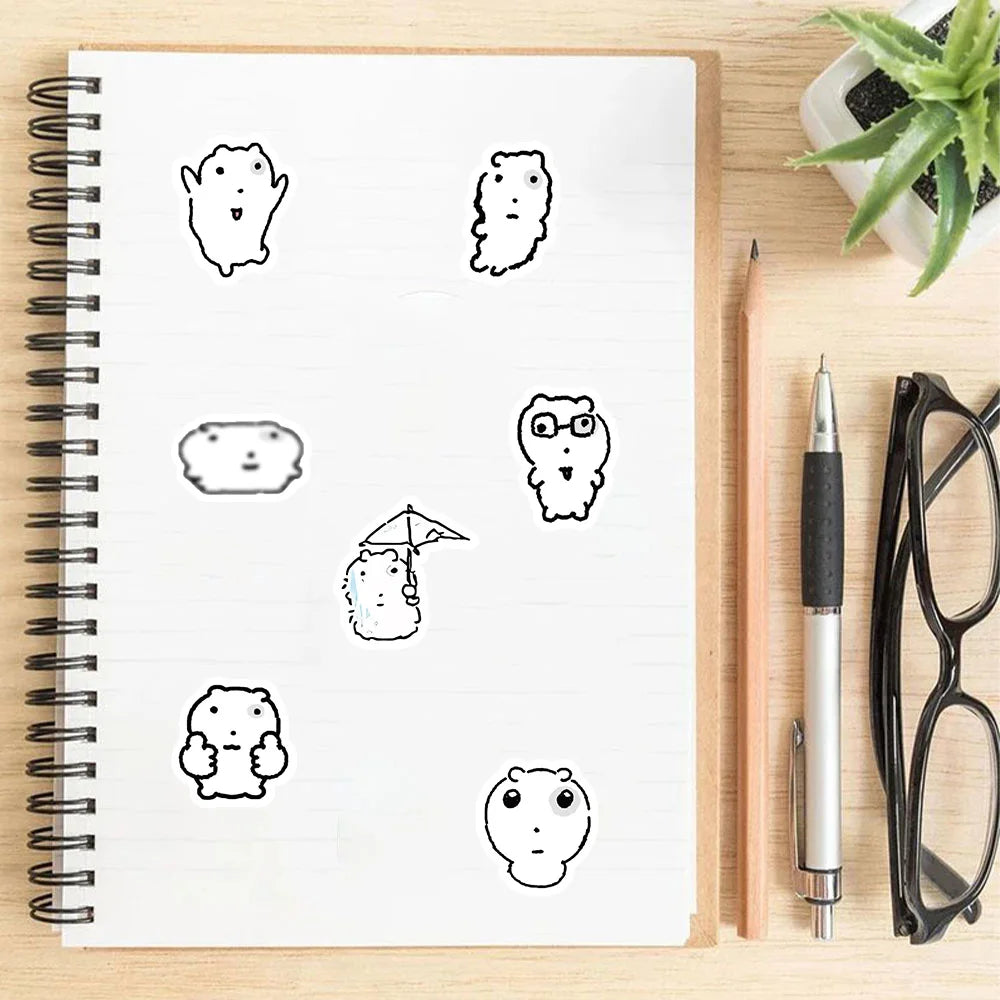 72PCS Abstract Eye Bubble Cat Graffiti Stickers Scrapbooking Collage Material Helmet Phone Water Cup Wall Notepad Decoration
