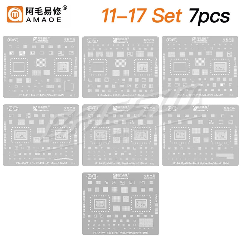 Amaoe BGA Reballing Stencil Template For iPhone 17 16 15 14 13 12 11 Pro Max XSMax 8 7P 7 6 A18 Tin Planting Soldering Net to