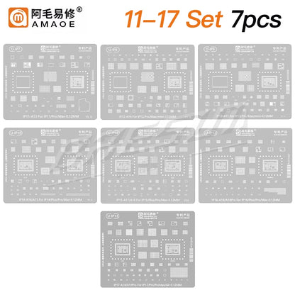 Amaoe BGA Reballing Stencil Template For iPhone 17 16 15 14 13 12 11 Pro Max XSMax 8 7P 7 6 A18 Tin Planting Soldering Net to