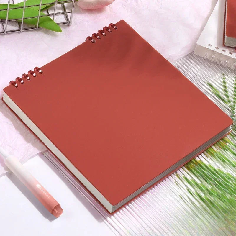 Grid Notepad B5 Sketch Book Notebooks Leaf Notebook Diary Flip Stationery Journal Writing Pads Office School Supplies - Red