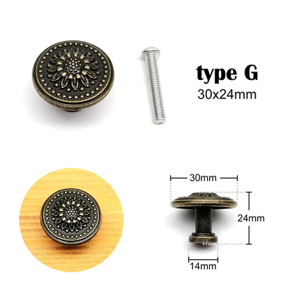 Antique brass Vintage Round Flower Furniture Cabinet Cupboard Dresser Chest Closet Drawer Door Window Handle Pull Knob