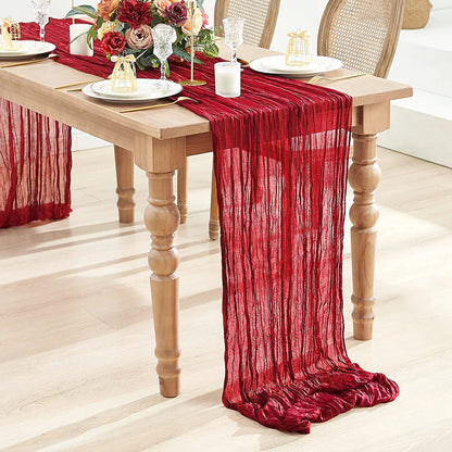 Semi-Sheer Gauze Table Runner Sage Cheesecloth Table Setting Dining Vintage Wedding Party Christmas Banquets Arches Cake Deco