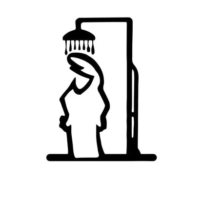 Black Shower Figure Wall Decoration Minimalist Line Metal Bathroom Sign Rustic Door Art Sign Funny Door Topper Home Decoratio