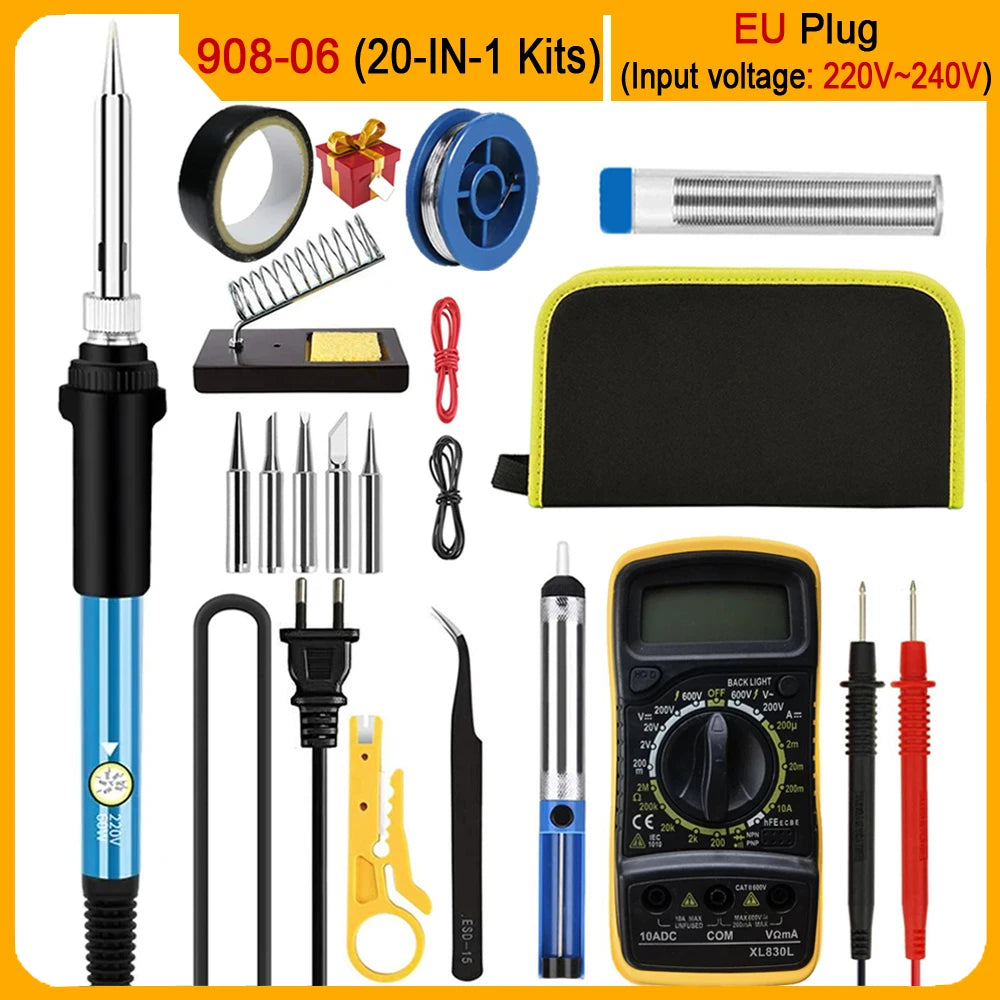 2026 Electric Soldering Iron Kits (SKU:10-IN-1)(16-IN-1)(20-IN-1) 60W Adjustable Temperature Replaceable Soldering Iron Weldi