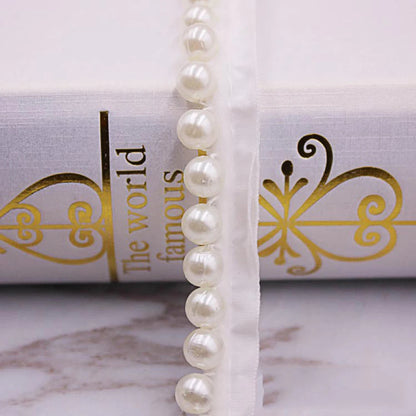 1yard/lot White black Pearl Bead lace Ribbon Tape lace fabric Trim Ribbons for DIY Sewing Garments Handmade Clothing Accessor