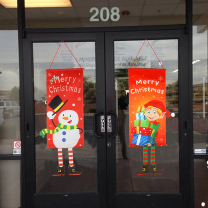 Merry Christmas Hanging Flag Porch Door Banner Santa Claus Snowman for Home Ornaments Door Decoration Supplies New Year Decor