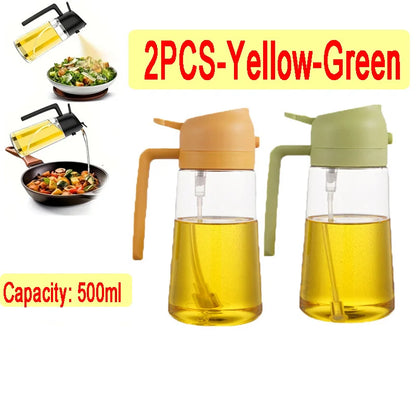 2in1 500ml Plastic Kitchen Oil Sprayer Spray Oil Olive Spray Bottle for Oil Dispenser BBQ Baking Roasting Picnic Kitchen Tool