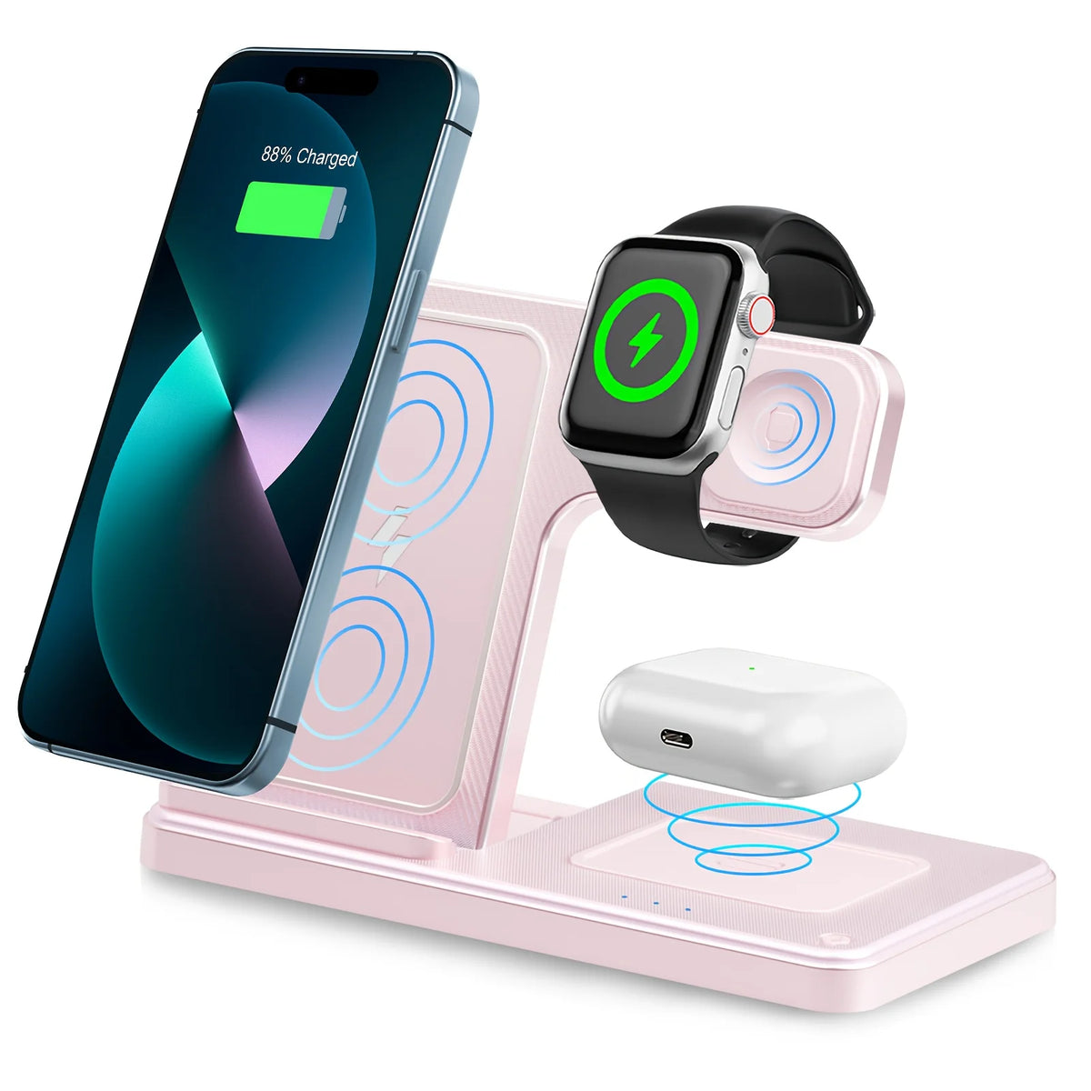 3 In 1 Wireless Charging Station Magnetic Fast Charging 18W Foldable For IPhone 16 15 14 13 12 Pro/Pro Max/Plus/Watch & Airpo