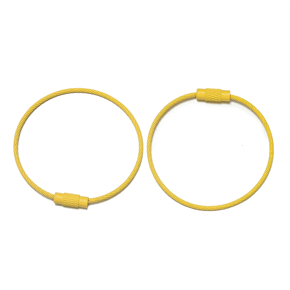 10pcs/lot 50mm Iron Key Ring Colorful Keychain Rings Screw Lock for Jewelry Making Keychain DIY Findings - Yellow