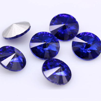 Fantastic 6/8/10/12/14/16/18/25MM Rivoli Cabochons Round Fancy Rhinestone Crystal For Applique Clothing Garment Decoration Be