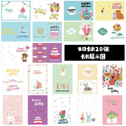20-Pack Birthday Greeting Cards Set with Envelopes and Stickers,Cartoon Pattern, Multi-Design Paper Cards for Any Recipient -