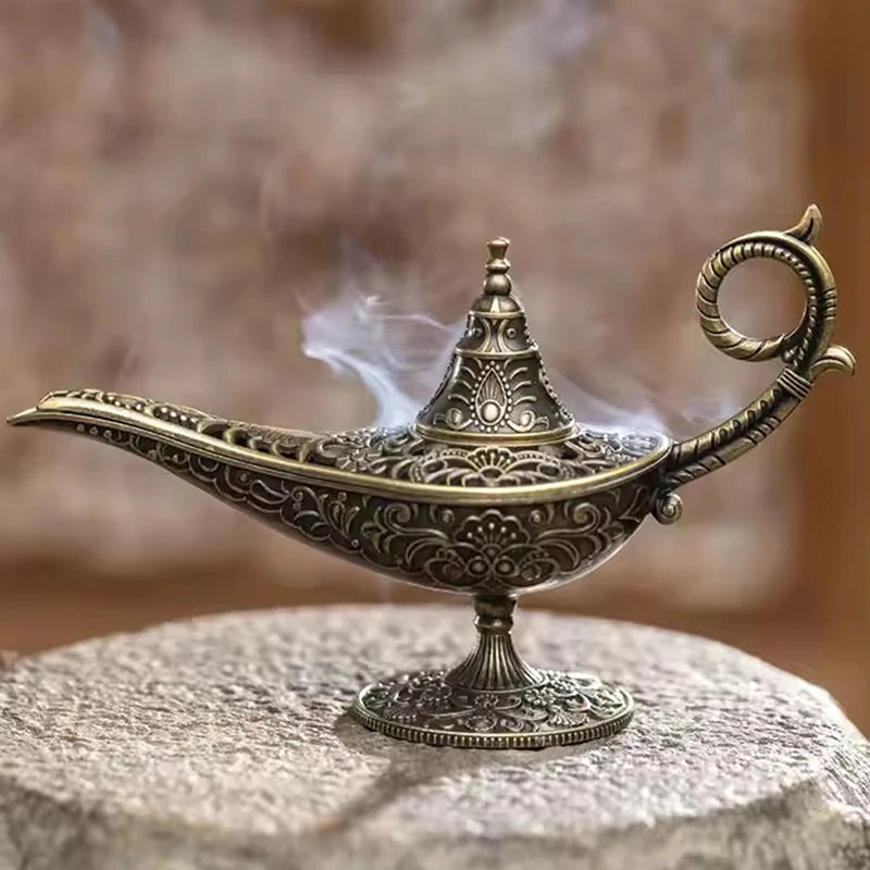 Antique Style Lamp Metal Incense Burner Scented & Unscented Candle Holder Home Decor Gift Arabic Incense Burner