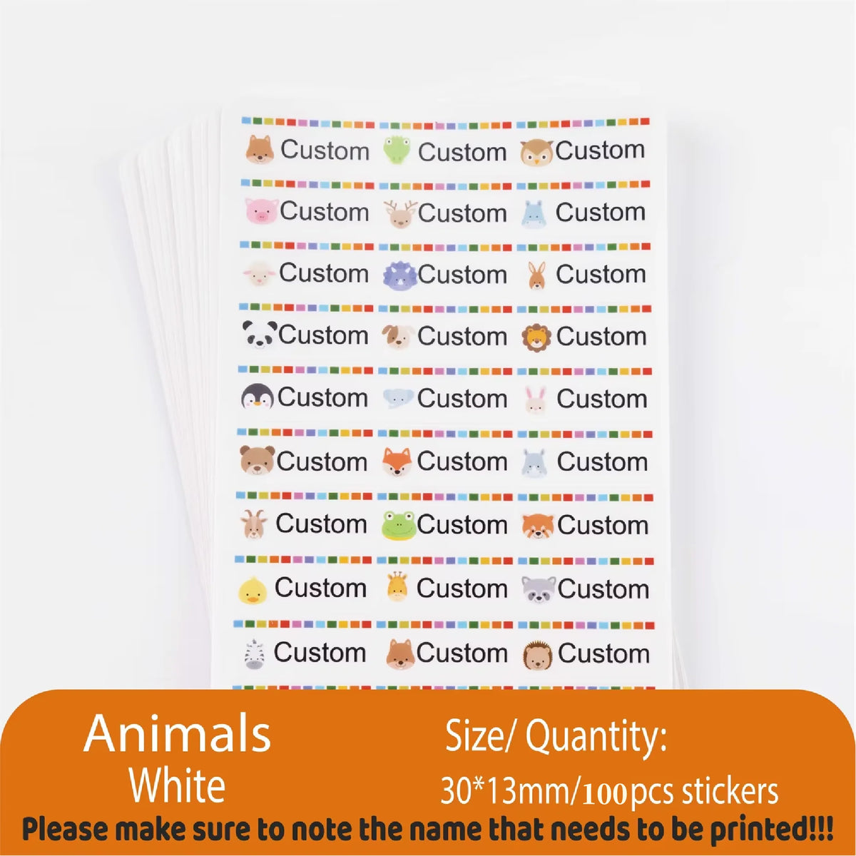 Custom Kawaii Name Tag Sticker Waterproof Stickers Decals Personalized Label for Children School Stationery Bottle