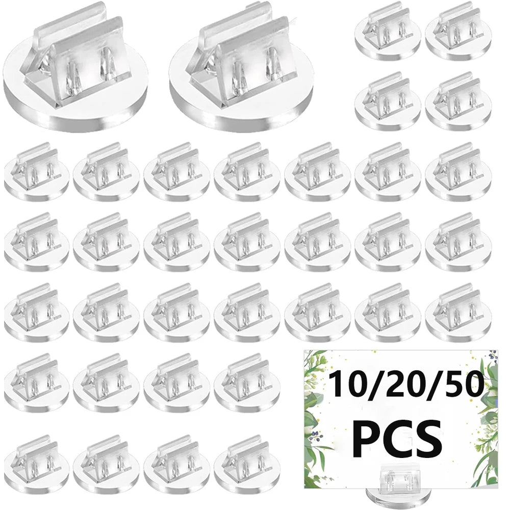 10/20/50Pcs Mini Card Stands Plastic Place Card Holders Paper Miniature Bases Board Clips for Game Wedding Party Price Tags