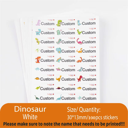 Custom Kawaii Name Tag Sticker Waterproof Stickers Decals Personalized Label for Children School Stationery Bottle - Dinosaur
