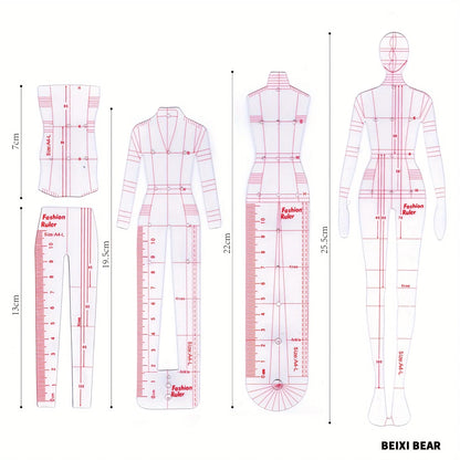 Transparent Body Model Skirt Design Template - Hand drawn Fashion Model Pattern, Suitable for Sewing and Weaving