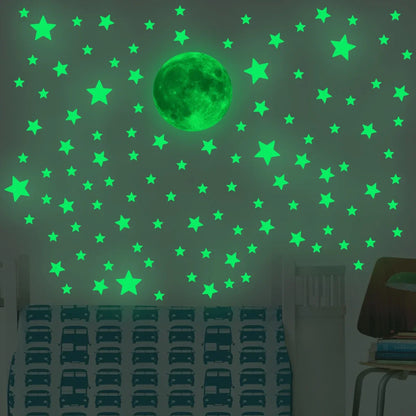 Luminous Moon Stars Wall Stickers for Kids room Bedroom Decor Glow in the dark Earth Wall Decals Noctilucent Stickers Home De