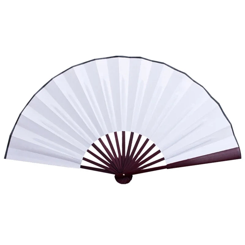10/13 Inch Folding Fan Hand Silk Cloth DIY Chinese Folding Fan Wooden Bamboo Antiquity Fold Fans DIY Calligraphy Painting Dec