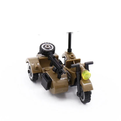 Military Weapon Motorcycle Colorful Toys For Children Accessories WW2 Motor Transportation Facility Militaries Compatible Blo