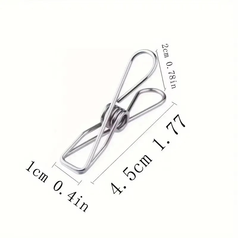 20pcs Stainless Steel Clothes Pins, Durable Clothes Pegs, Multi-Purpose Metal Wire Utility Clips For Laundry Home Kitchen