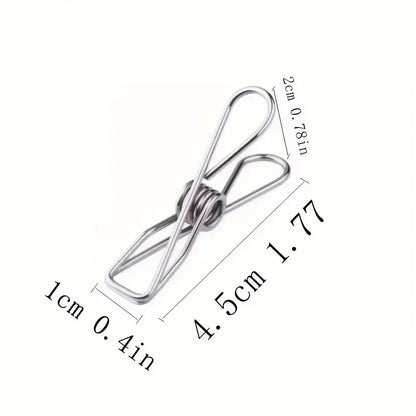 20pcs Stainless Steel Clothes Pins, Durable Clothes Pegs, Multi-Purpose Metal Wire Utility Clips For Laundry Home Kitchen