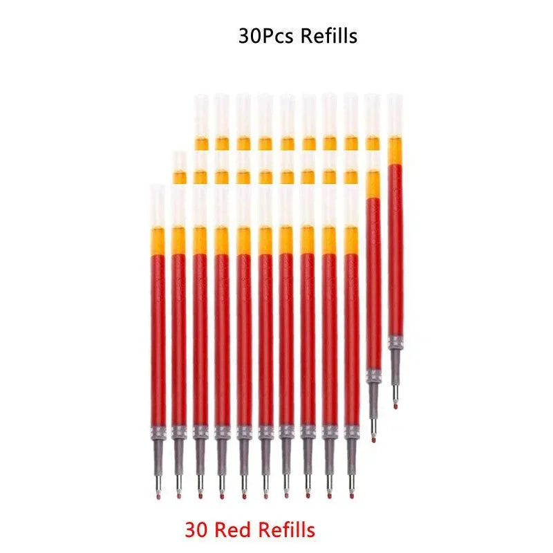 13/30pcs Retractable Gel Pens Set Black/Red/Blue Ink Ballpoint for Writing Refills Office Accessories School Supplies Station