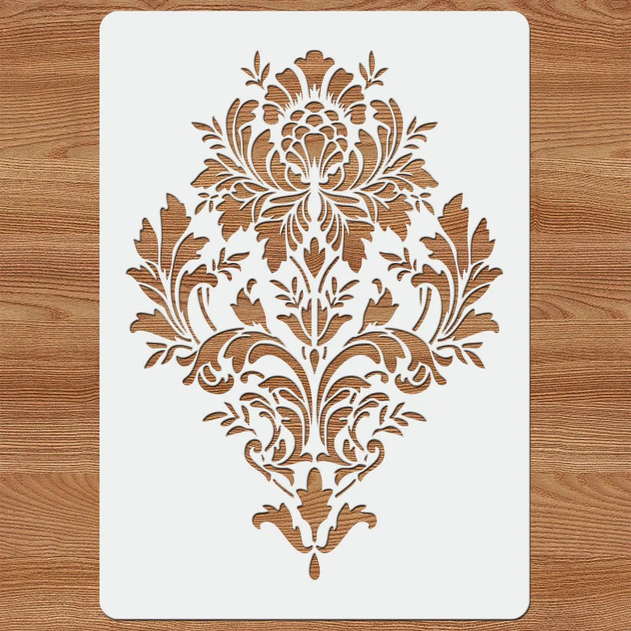 1PC A4 Vintage Baroque Stencil for Wall Painting – DIY Classic Floral Template for Home Decor
