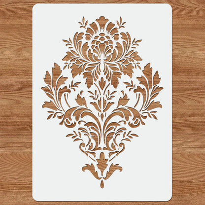 1PC A4 Vintage Baroque Stencil for Wall Painting – DIY Classic Floral Template for Home Decor