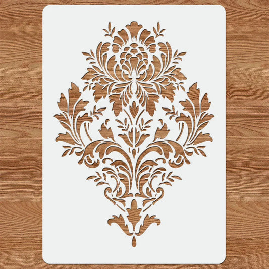 1PC A4 Vintage Baroque Stencil for Wall Painting – DIY Classic Floral Template for Home Decor