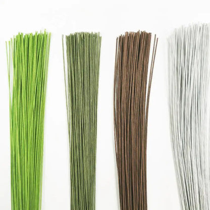 100Pcs DIY Floral Material Wire Stem Accessoies Wedding Home Decor 40cm Floral Wire Stems Artificial Green Flower Stem