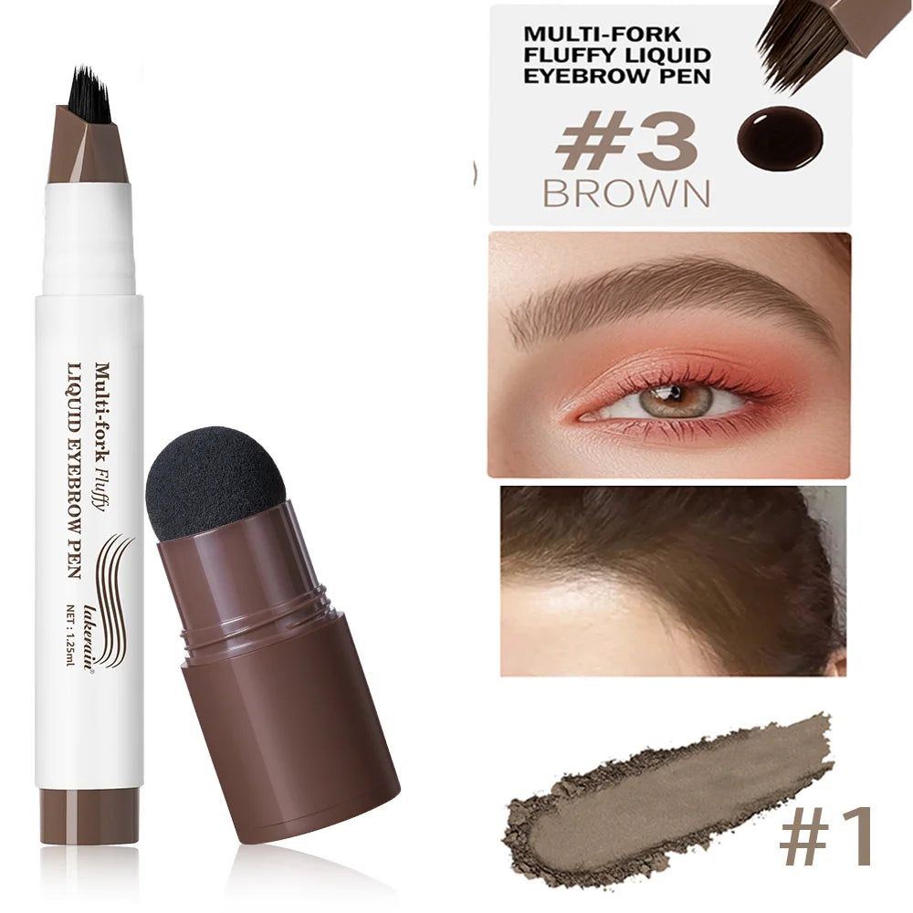 Waterproof Hairline & Root Concealer Pen – Instant Grey Coverage with Easy Blend Powder Stick for Normal Hair - 1And eyebrow 