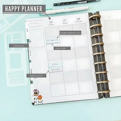 3Pcs Handmade Flexible Record Template Reusable Stencils Drafting Tools For Journaling Checklists Boxes Lines & Daily Plannin