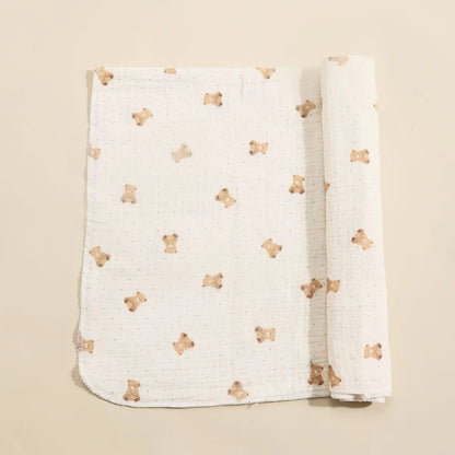 Cotton Muslin Cute Cartoon Printing Baby Swaddle Blanket Soft Breathable Newborn Baby Receiving Blanket For Infant Boys Girls